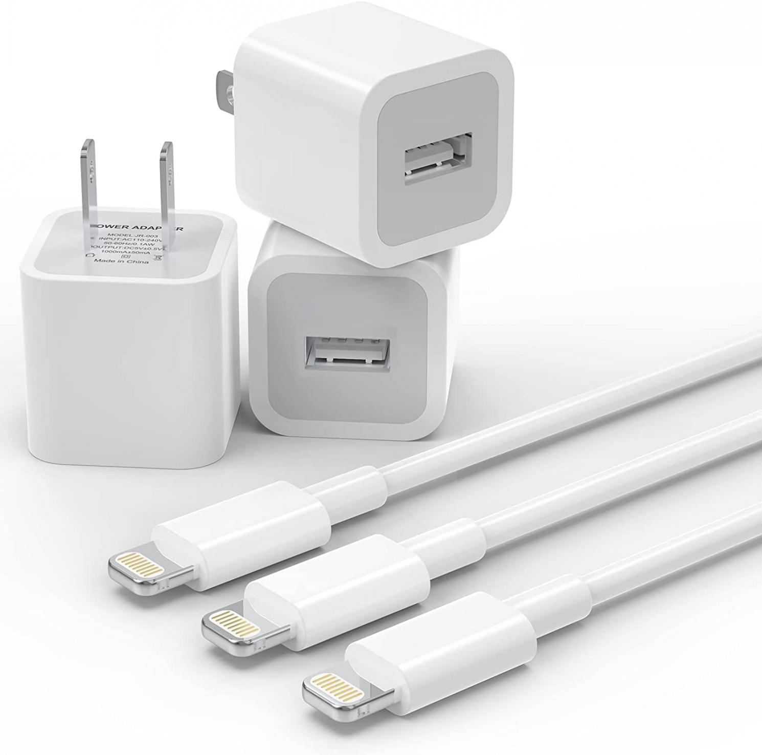 (Apple MFi Certified) iPhone Charger Cable,plmuzsz 3Pack Data Sync Charging Cords with 3Pack USB Wall Charger Travel Plug Adapter Compatible iPhone 12 Pro/11 Pro/Xs/XR/X/8/8Plus and More