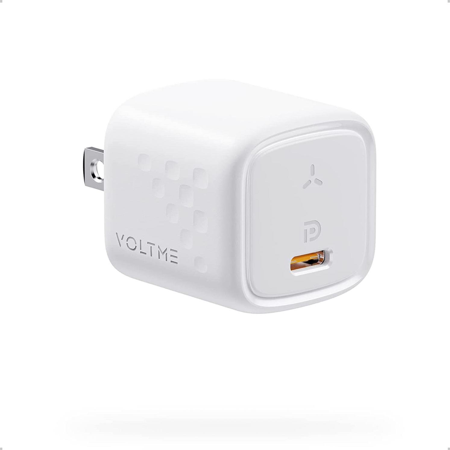 VOLTME 30W USB C Charger (GaN III Tech), USB-C Power Adapter, Mini Type C Wall Charger, PD3.0 PPS Fast Charge for iPhone 14 13 12 11 Mini Pro Max Plus, Samsung, MacBook Air, iPad Pro, Pixel (White)