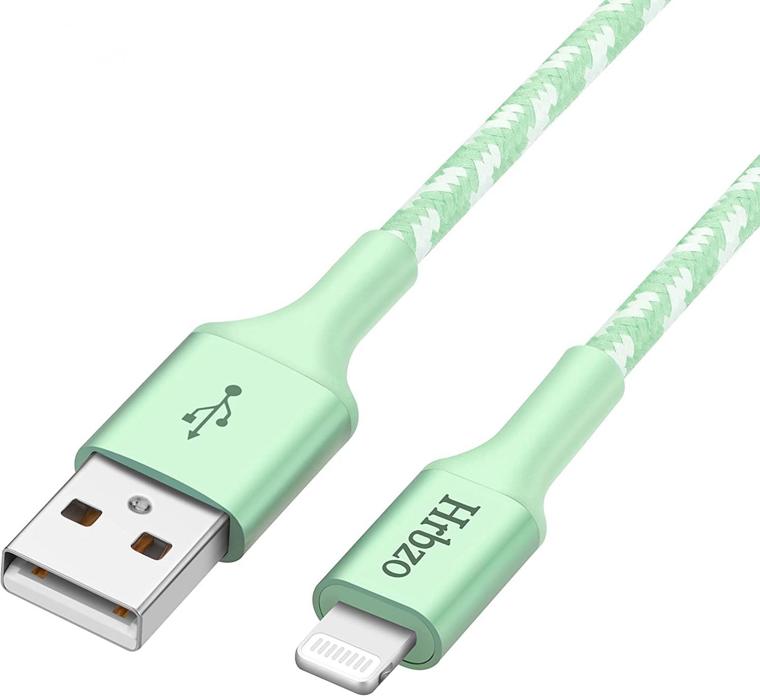 Hrbzo 3 FT Nylon Braided Lightning Cable [1-Pack] [Apple MFi Certified]for iPhone Charger Compatible iPhone 12 Pro Max/Xs/XR/8/7/6s/SE/iPad More (Green)