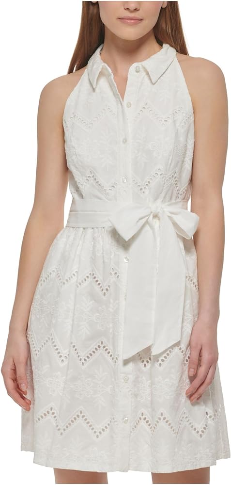 Vince Camuto Belted Eyelet Shirtdress