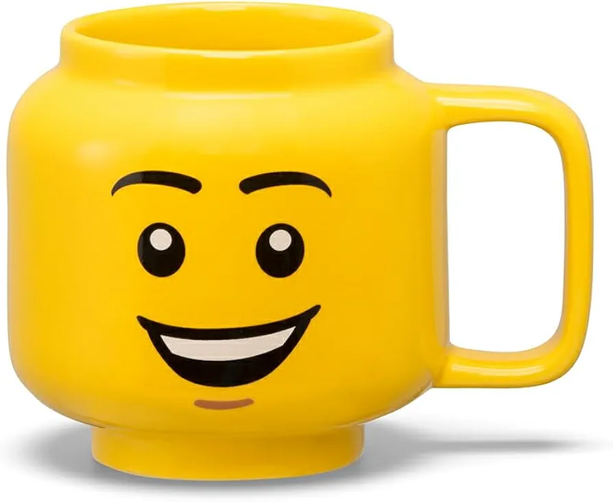 Room Copenhagen LEGO Ceramic Mug, Happy Boy Face, Large, 17.9 Fl. Oz. (530 mL)