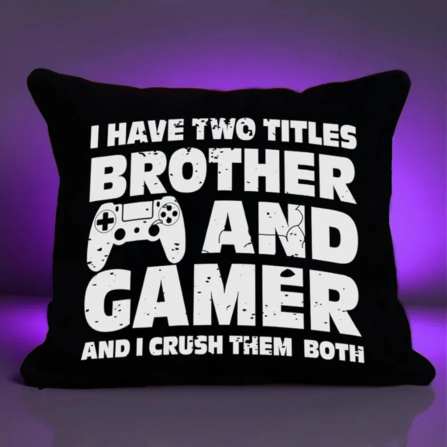 Funny Gaming Throw Pillow Cover, Gamer Gifts for Teenage Boys, Gift for Grandson Son, Kids Boys Gaming Room Decor, 18 × 18 Inch