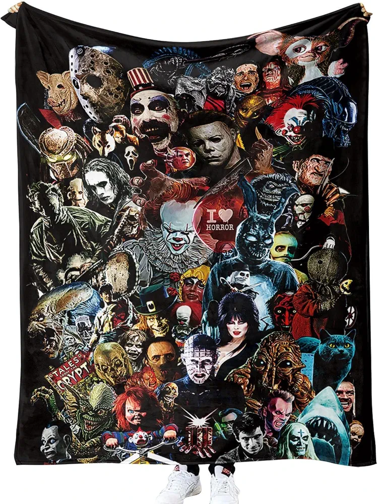 Horror Movie Character Series Ghostface Blanket Super Soft Flannel Blanket Soft Lightweight Party Decoration for Bed Sofa Bedroom Living Room 80""X60"", Black