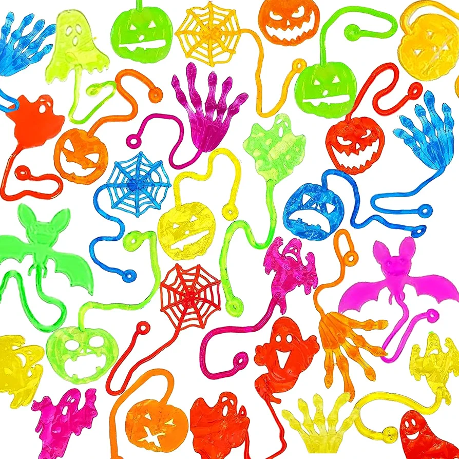 56 Pcs Sticky Hands Stretchy Toys, Halloween Party Favors for Kids, Treasure Box Toys, Goodie Bags, Pinata Stuffers, Treasure Chest, Classroom Prizes, Prize Box Toys for Kids Classroom