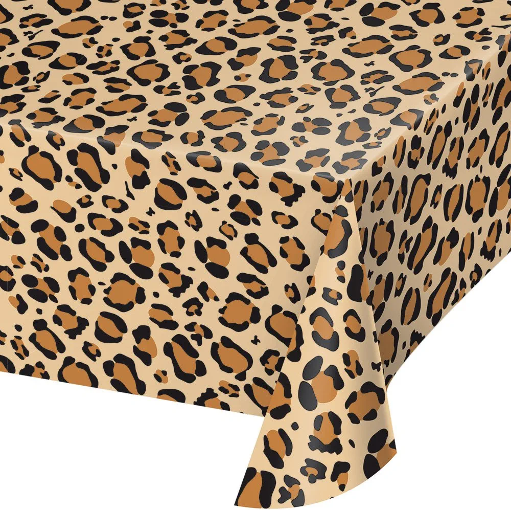 Creative Converting TABLECOVER PL 54" X 108" AOP Leopard Animal Print Plastic Tablecloth, 54 x 108, Multicolor