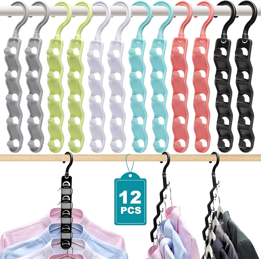 Closet Organizers and Storage,Upgraded Organization and Storage Clothes Hanger,12 Pack College Dorm Room Essentials,Sturdy Closet Organizer Home Essentials Space Saving Hangers for Thick Clothe