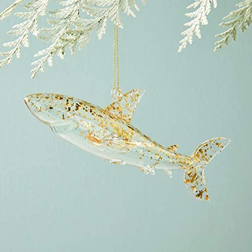 West Elm Street Gold Shark Glass Christmas Ornament - 1 Each