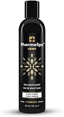 Spa and Bath Liquid with Hemp Seeds & All-Natural Extracts - 237 ml/8 fl oz – Hot Tub Aromatherapy Liquid – Gluten Free, Parabens Free, Cruelty Free (YLANG JASMIN)