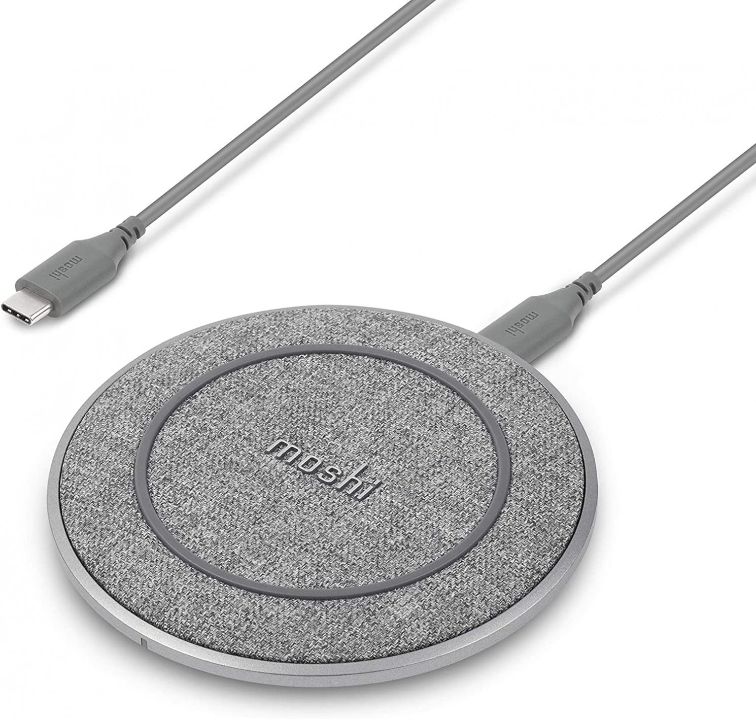 Moshi Otto Q Wireless Charger, Qi-Certified, Soft Textured Fabric, Fast Wireless Charging 15W Max Compatible with Galaxy 21, iPhone 12, iPhone 11, AirPods Pro, Note, Pixel (No AC Adapter)