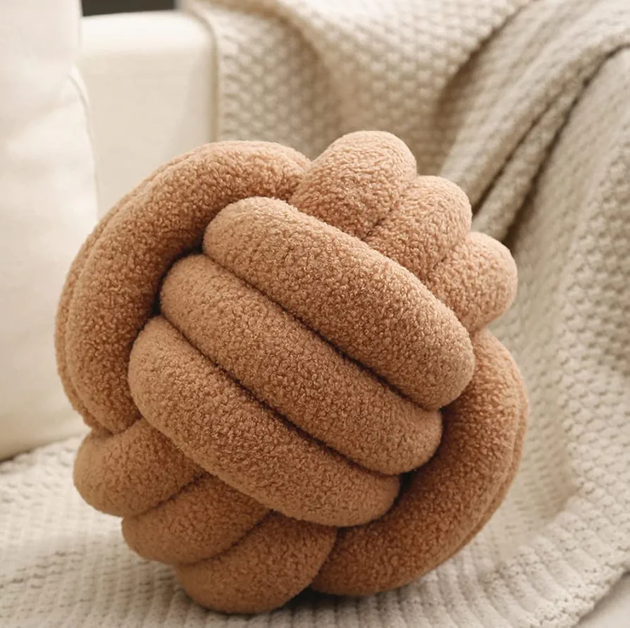 Knot Pillow Ball,Round Knot Throw Pillow Home Decorative Ball Pillow Soft, Knotted Pillow for Living Room Bed Couch Sofa