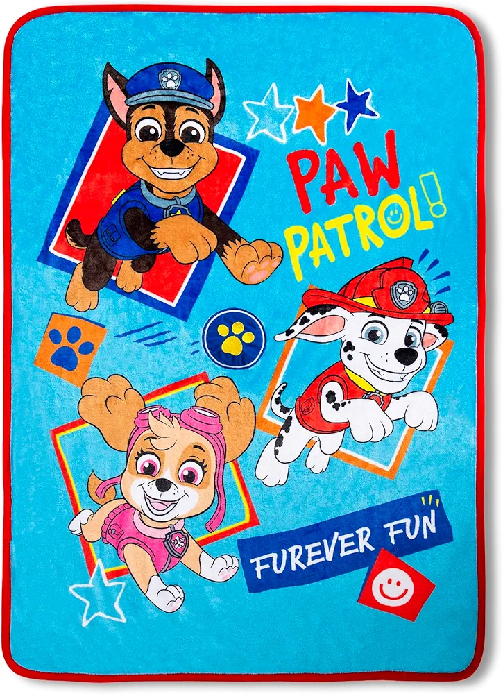 Paw Patrol Musical Warm, Plush, Throw Blanket That Plays Fun Phrases from The Show - Extra Cozy and Comfy for Your Toddler, Blue