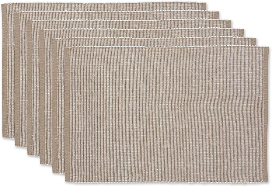 DII Two-Toned Collection Tabletop, Placemat Set, Stone, 6 Piece