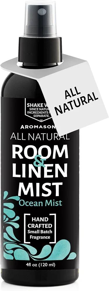 Aromasong All Natural Ocean Mist Room & Linen Spray For Pillows and Sheets - Odor Eliminator Bed Spray Air Freshener All Natural Essential Oil Spray For Sleeping