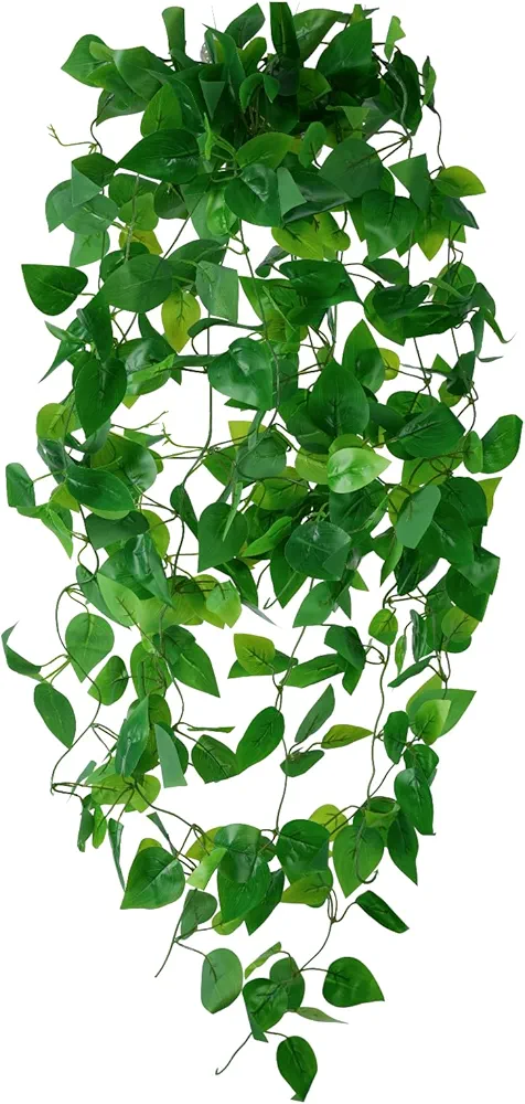 Fake Hanging Plants for Room Decor, Artificial Ivy Vines for Home Wall Bathroom Living Aesthetic Kitchen Office Patio Bookshelf, Indoor, Outdoor Decor(No Basket)