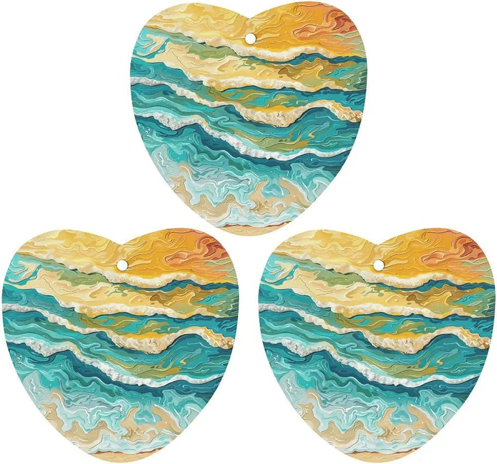 Car Air Fresheners 3 Pcs Hanging Air Freshener for Car Waves on The Beach Aromatherapy Tablets Hanging Fragrance Scented Card for Car Rearview Mirror Accessories Scented Fresheners for Bedroom Bathroo