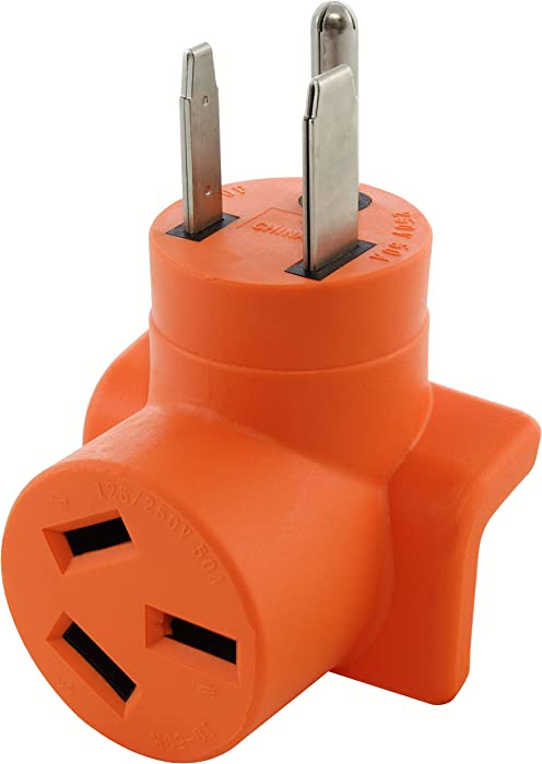 AC WORKS [WD6501050] 6-50P Welder Plug to 10-50R 3-Prong 50A 125/250 Volt Older Dryer/Range Adapter