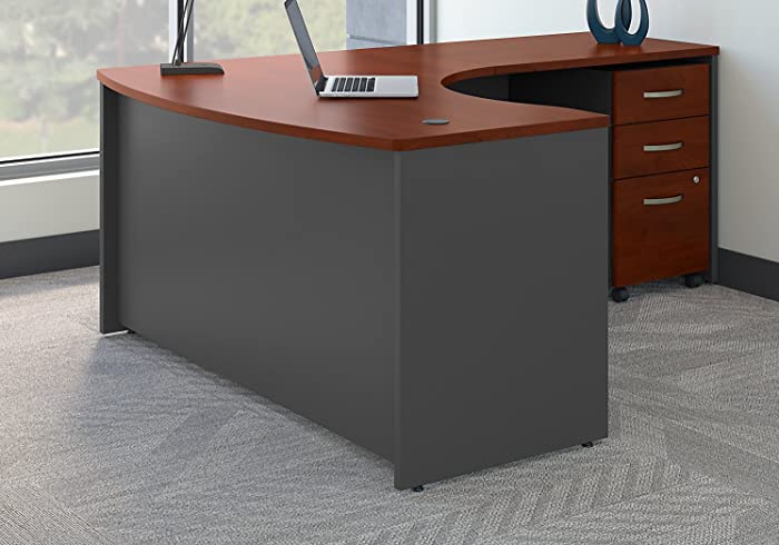 Bush Business Furniture Series C Right Handed L Shaped Desk with Mobile File Cabinet in Hansen Cherry