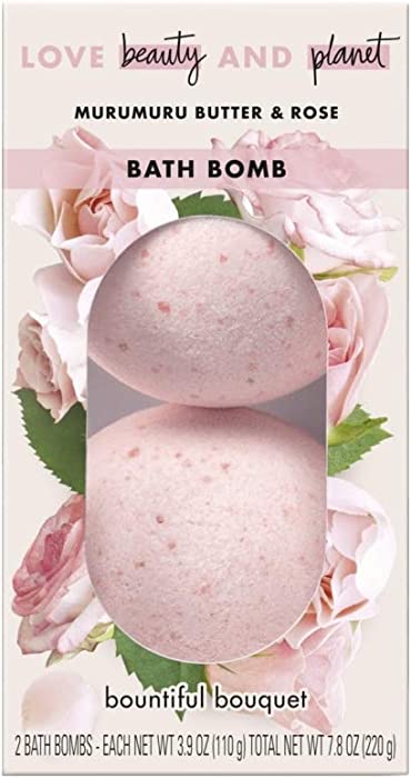 Love Beauty Planet Murumuru Butter Rose Bath Bomb, 2 Pieces, Total 7.8 oz