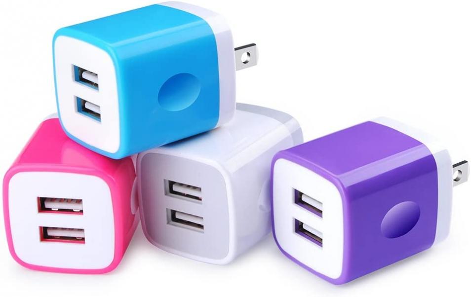 USB Wall Charger, USB Cubes, Sicodo 4-Pack Universal Travel 2.1A Dual Port Plug Charging Block Compatible with iPhone 11/XS/8/7 Plus/6 Plus,Tablet, Samsung Galaxy S8 Plus,S7 S6 Edge,HTC,LG,Sony,Nokia