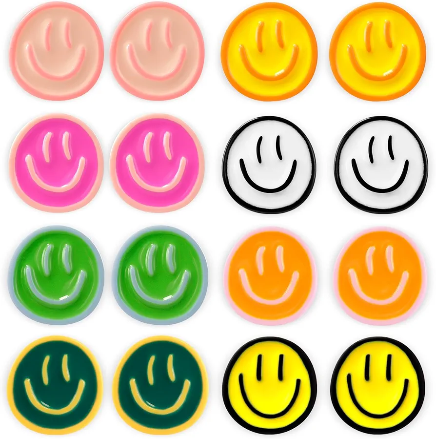 16 Pcs Cute Fridge Magnets,Colorful Refrigerator Magnets, Smiling Face Refrigerator Magnets for Whiteboard, Decorative Magnets for Classroom Kitchen Office Cabinets Lockers