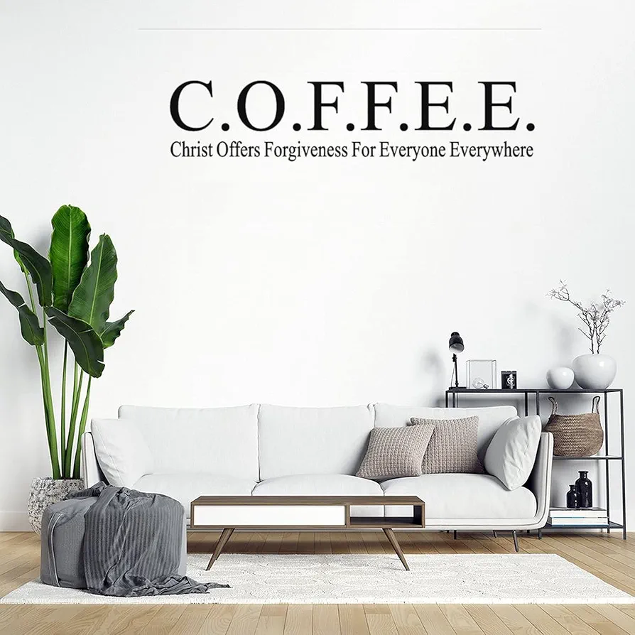 Coffee Christ Offers Forgiveness for Everyone Everywhere Wall Decals Inspirational Quotes Vinyl Wall Art Decor Stickers for Kids Rooms Girls Boys Office Nursery