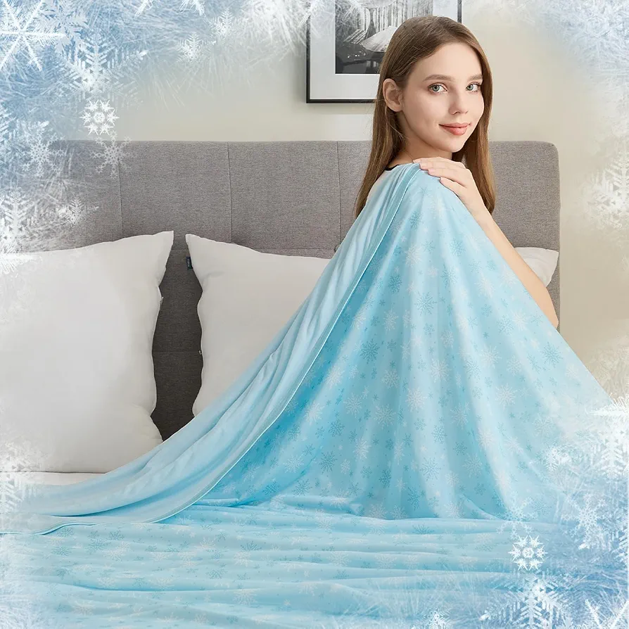 OIGAE Cooling Blanket with Double Sided Cold Effect Bed Throw for Hot Sleepers Night Sweats,Japanese Q-Max 0.5 MICA Cooling Fiber,Skin-Friendly, Breathable,Always Stays Cold-Throw Size,Green