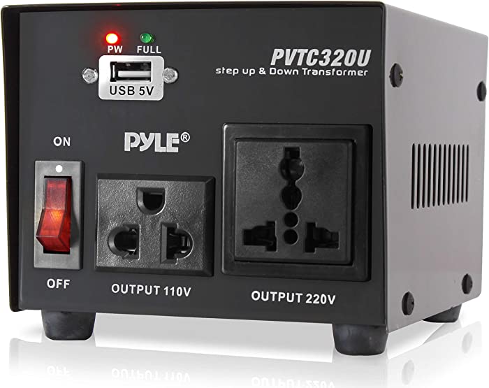 Step Up and Down Converter - 500 Watt Voltage Converter Transformer w/ USB Charging Port, UK Power Adapter, AC 110 / 120 to 220 / 240 Volt Vice Versa, 110V/120V/220V/240V Input Voltage - Pyle PVTC320U