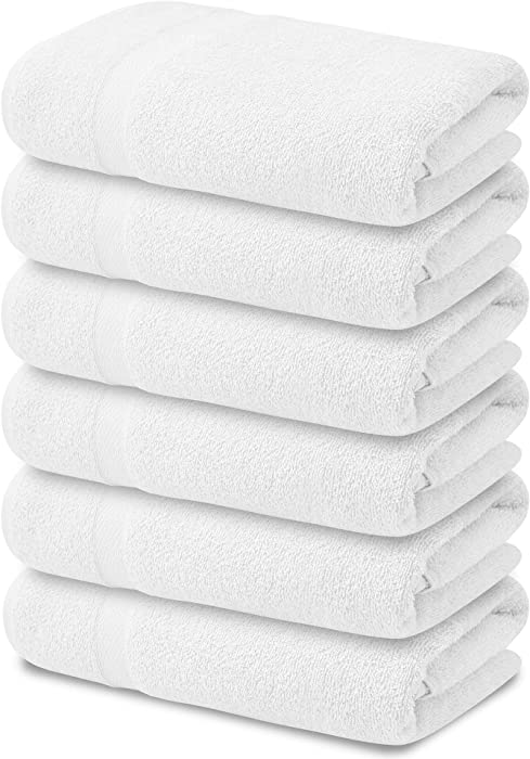 Softouch White Bath Towels Set Pack of 6 100% Cotton Bathroom | for 24x48 Inch Ultra Soft Spa Ring Spun Towel Hotel Collection Workout