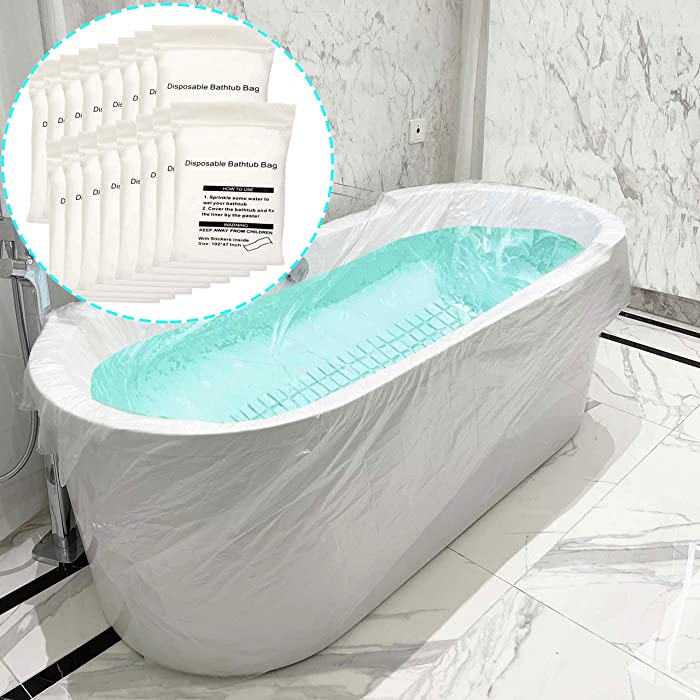 Disposable Bathtub Cover 16+2 Pcs, Large Plastic Bathtub Liner Bag for Travel and Household, Bath Film Bag for Bath Tub (102x47 inch)