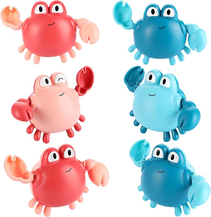 6 Pieces Crab Bath Toy Wind-up Swimming Crab Floating Bathtub Pool Toys 4.7 x 3.5 x 2 Inch Water Play Sets for Boys and Girls, 4 Colors