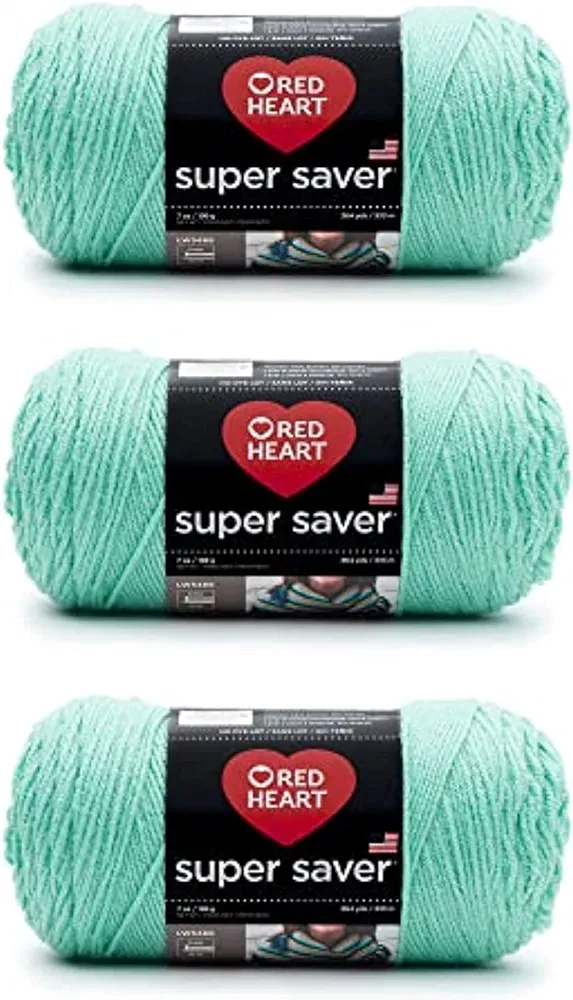 Red Heart Super Saver Aruba Sea Yarn - 3 Pack of 198g/7oz - Acrylic - 4 Medium (Worsted) - 364 Yards - Knitting/Crochet