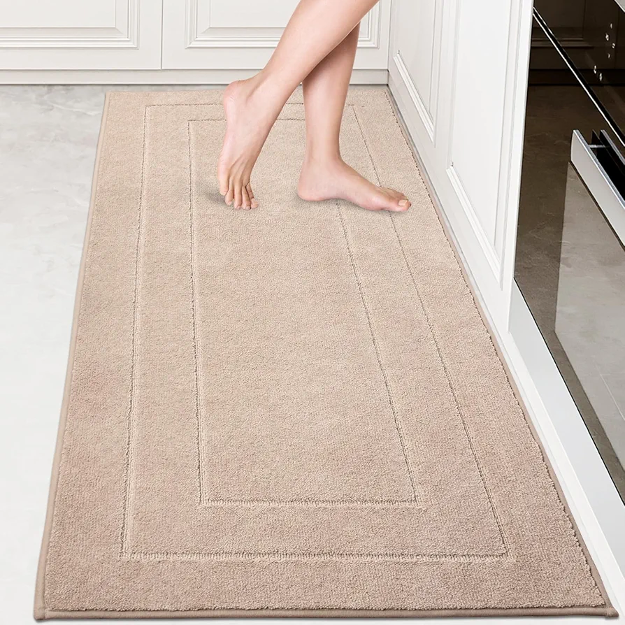 PURRUGS Machine Washable Kitchen Runner Rug 32" x 70", Non-Slip/Skid Hallway Runner Rug, Super Absorbent Soft Area Rug for Kitchen, Hallway & Laundry, Rolled Packaging, Beige