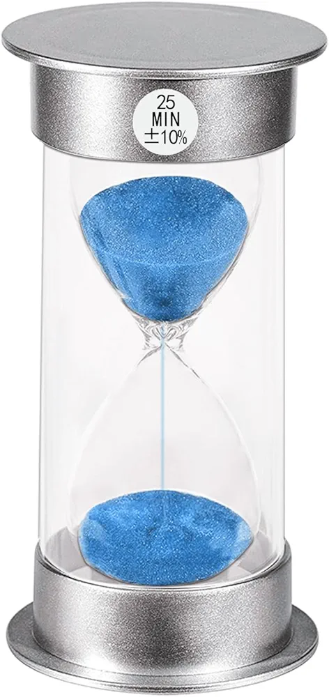 SuLiao Hourglass Sand Timer 25 Minutes：Silver Plastic Sand Clock 25 Min,Acrylic Unbreakable Sand Watch,Colorful Sand Hour Glass for Kids, Games, Classroom, Kitchen, Decorative