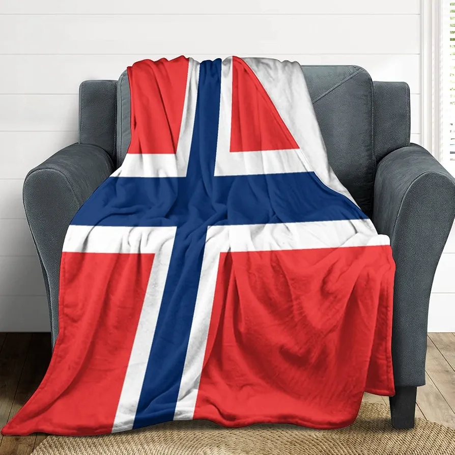 Norway Throw Blanket, Norway Flag Blanket Warm Soft Lightweight Flannel Fleece Blanket for Living Room Bedroom Sofa Couch,40"x50"