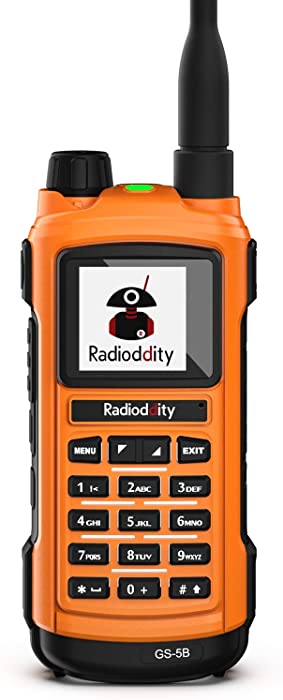 Radioddity GS-5B Bluetooth Programming Handheld Ham Radio Dual Band Long Range Two Way Radio with Dual PTT, USB Rechargeable, S-Meter, Programming Cable, Rainproof