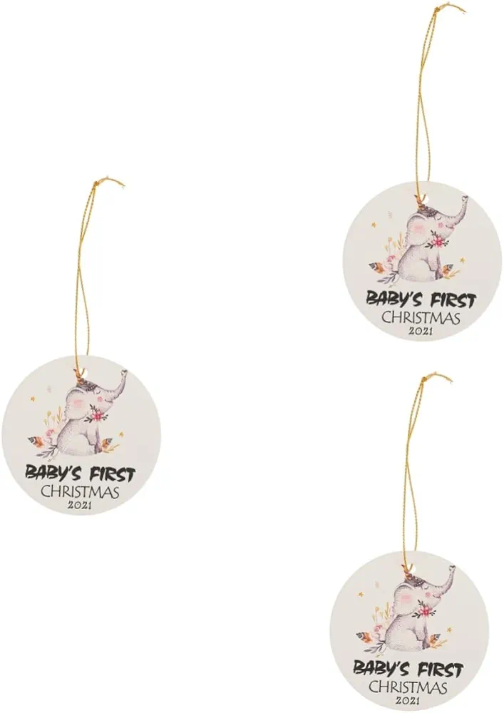 BESTOYARD 3pcs Christmas Ornaments Ceramic Ornaments Christmas Tree Decorations Home Decorations Astetic Room Decor Baby 1st Christmas Tag First Christmas Ornament Hanging Pendants Round