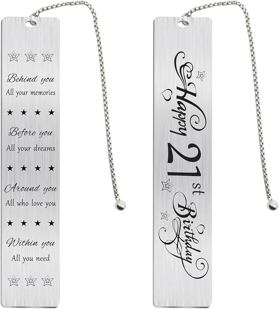 Happy 21st Birthday Gifts for Her Him, 21 Year Old Birthday Bookmark Gift for Men Women, Twenty First Birthday Presents Decorations for Girls Boys