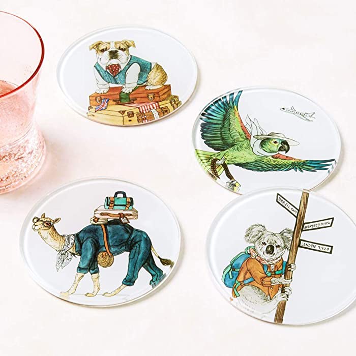 Dapper Animal Coasters - Spring Travels Set of 4 West Elm