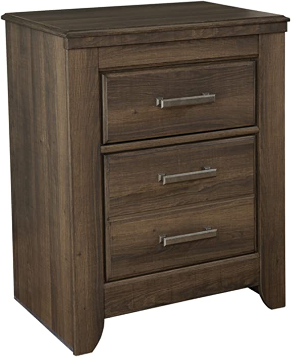 Signature Design by Ashley Juararo Rustic 2 Drawer Nightstand, Dark Brown