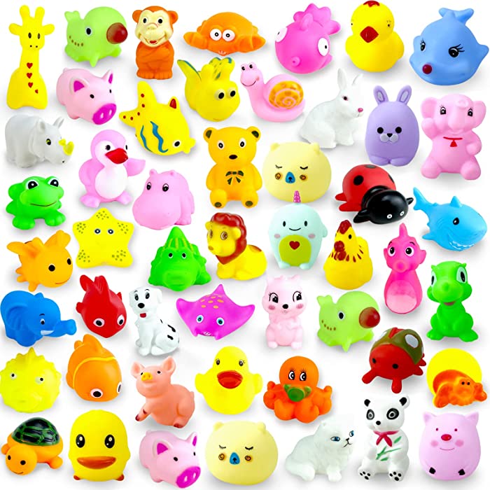 Ynanimery Animal Bath Squirt Toys,Rubber Ducks & Floating Animals Bulk Bath Toys for Infants 6-12-18 Months Bathtub Time Pool Party (50 Pcs Animals)