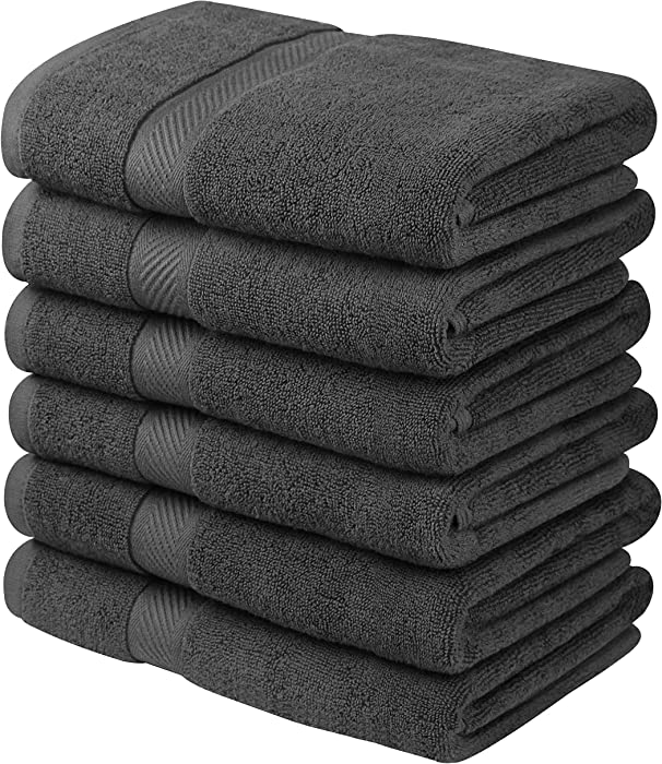 Asiatique Linen - 24 x 48 Inch Premium Luxury Medium Cotton Gray Bath Towels Set of 6- Highly Absorbent & Ultra Durable Bath Towels for Bathroom, Pool, Spa & Hotel – Quick Drying Luxury Bath Towels