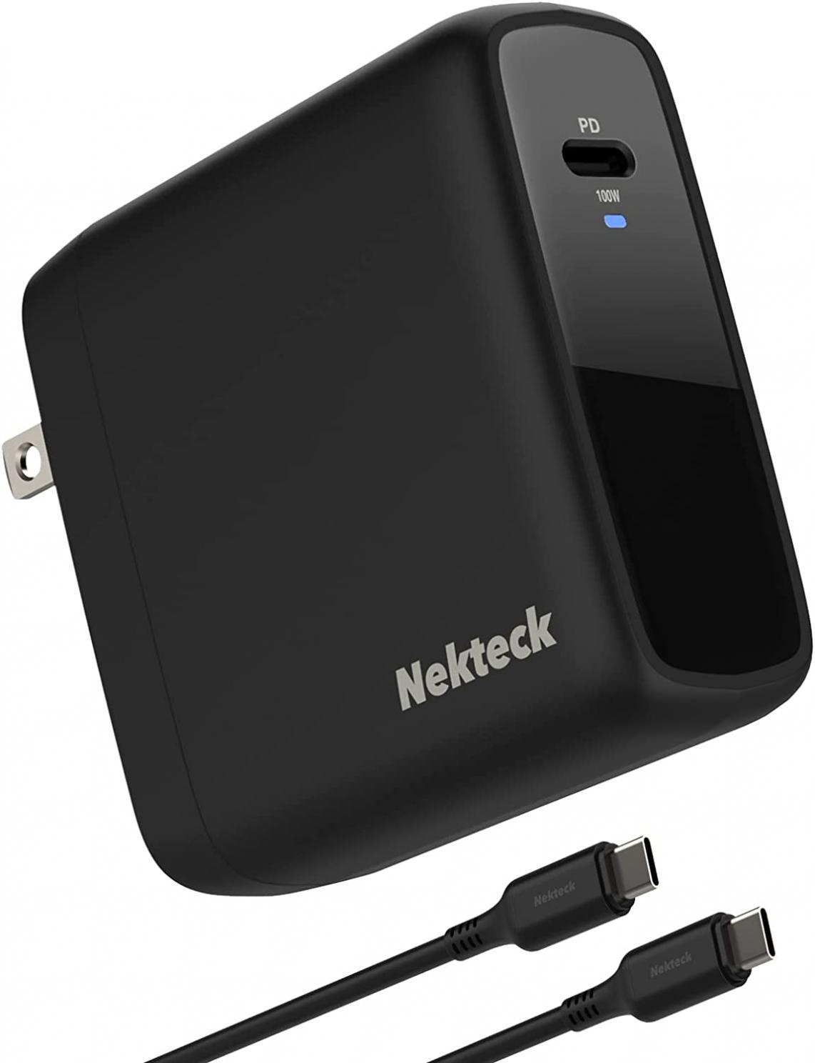 Nekteck 100W USB C Charger [GaN Tech & USB-IF Certified], PD 3.0 Adapter with Foldable Plug, Fast Wall Charger Compatible with MacBook Air/Pro, iPad Air/Pro, iPhone and More (Not Support MagSafe 3).