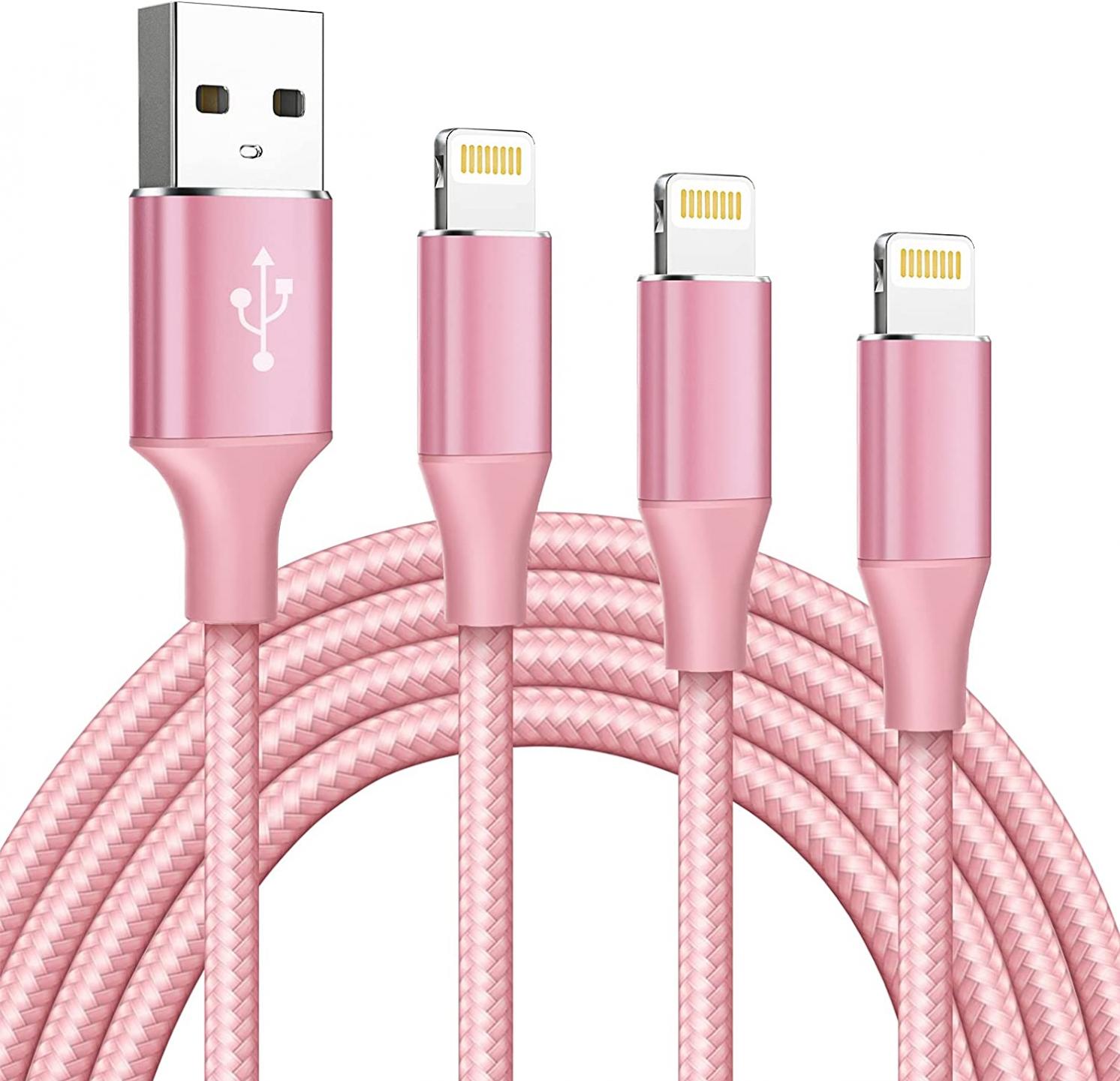 Long iPhone Charger Cable 10ft, 3Pack Lightning Cable MFi Certified iPhone Charging Cords, Long iPhone Charger for iPhone 12/11/11Pro/11 Max/X/XS/XR/XS Max/8/7/6/5S/SE-Pink