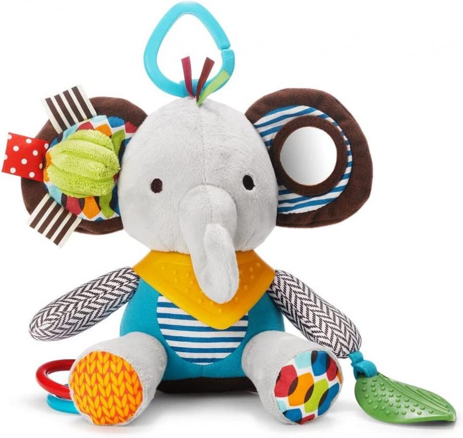 Skip Hop Bandana Buddies Baby Activity and Teething Toy with Multi-Sensory Rattle and Textures, Elephant