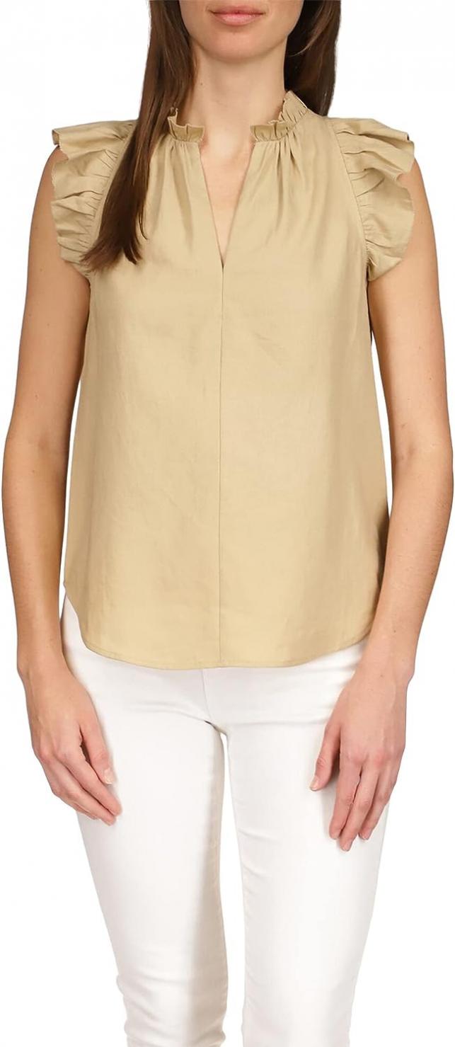 Michael Kors Linen Ruffle Top