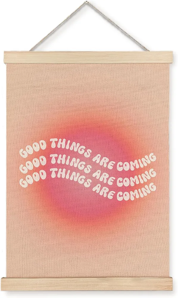 LUVADIAN Orange Aura Inspirational Poster Hanger Frame, Trendy Y2K Pink Good Times are Coming Wall Art, Y2K Room Decor, Preppy Room Dorm Decor Aesthetic, Orange and Pink Room Decor, 12x16 Inches