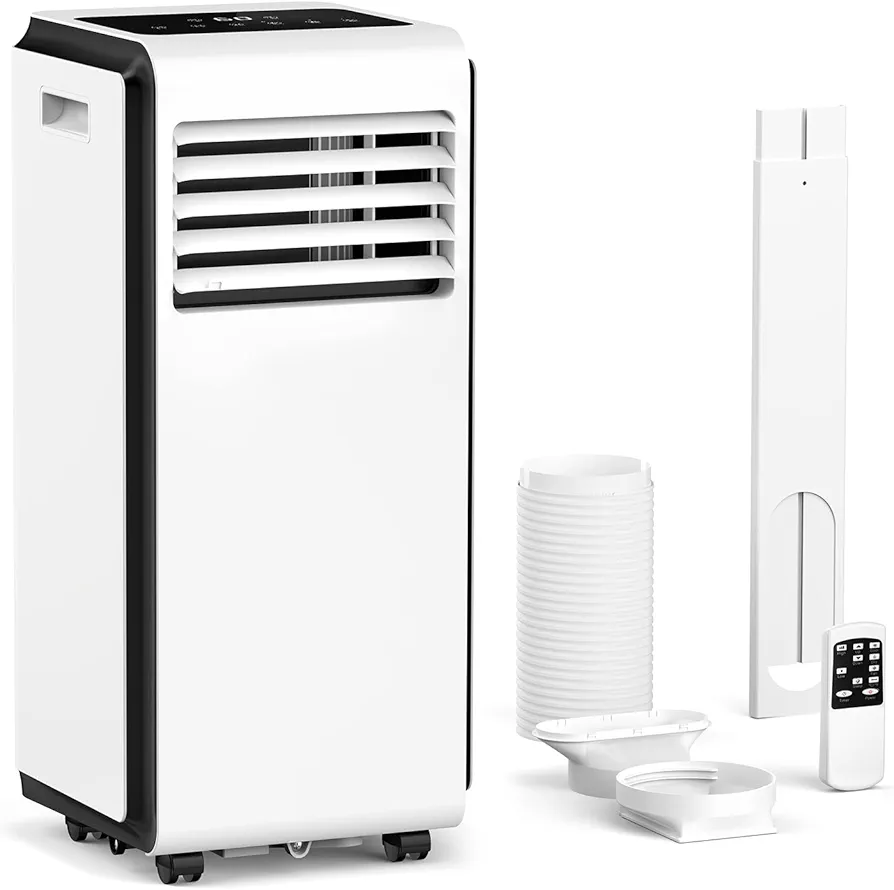 ZAFRO 8,000 BTU (2024 Upgraded) Portable Air Conditioners Cool Room Up to 350 Sq.Ft, 4 Modes Portable AC with Remote/LED Display/24Hrs Timer/Installation Kits for Home/Dorms, White