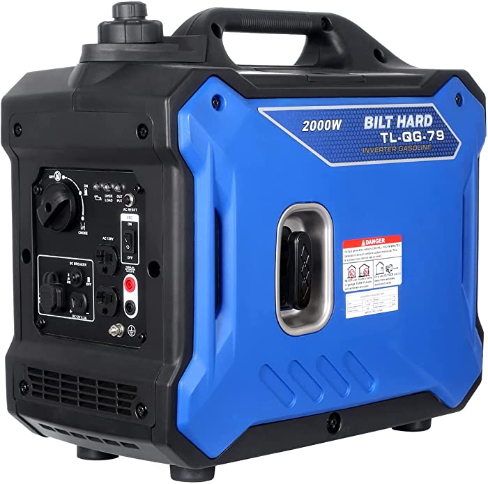 BILT HARD Portable Inverter Generator 2000 Watt, Quiet Outdoor Generator, Gas Powered, for Camping Travel Home Emergency, EPA & CARB Compliant