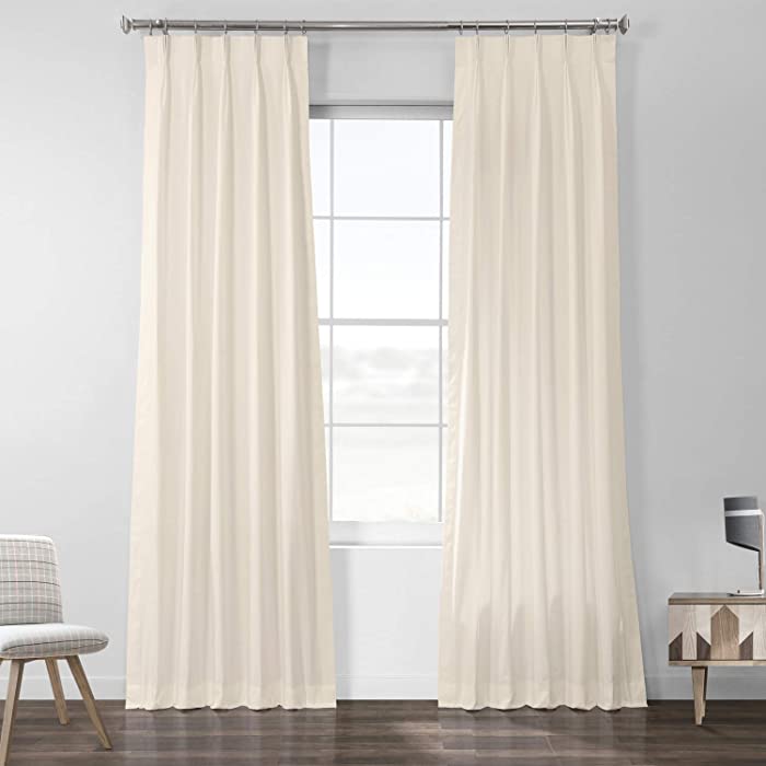 HPD Half Price Drapes Solid Cotton Pleated Sheer Curtains for Living Room 25 X 108 (1 Panel), PRCT-S01B-108-FP, Fresh Popcorn