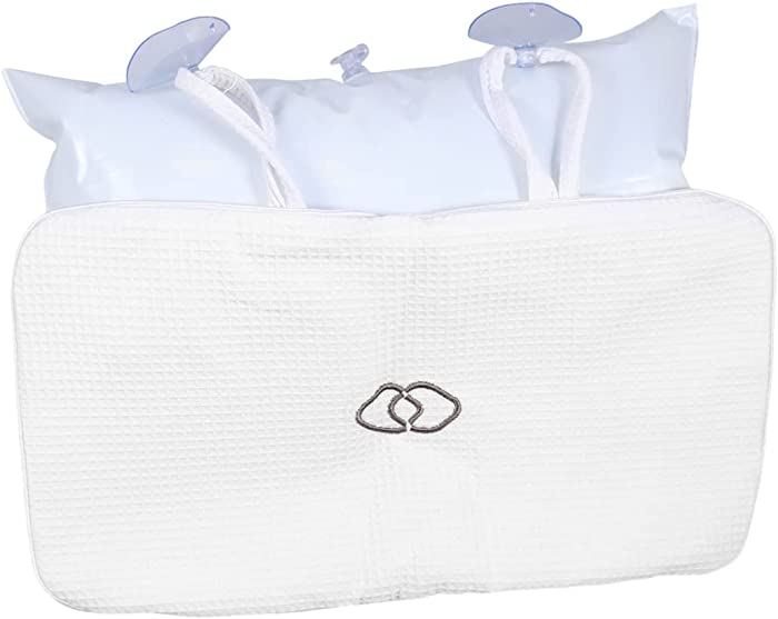 EXCEART Bath Tub Spa Pillow Spa Headrest Pillow with Suction Cups for Head, Neck, Shoulder and Back Support ( White )